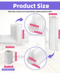 Thickened Foam Corner Protectors Kit with 24 Pads & 8 Strips showing dimensions for TV mirrors picture frames protection