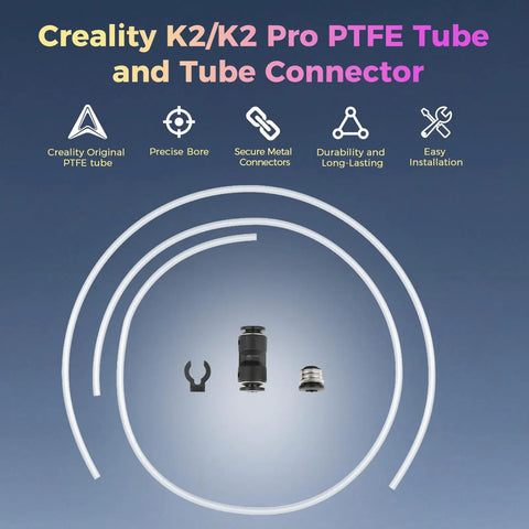 K2/K2 Pro PTFE Bowden Tube Kit With Metal Pneumatic Fittings For K2 And K2 Pro 3D Printers, 4mm OD By 2.5mm ID PTFE Tube