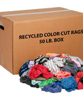 50 Lb Box Of Recycled Cut Rags Mixed Colors For Polishing Finishing Dusting And Cleaning Jobs Made From Washed And Cut White T Shirts And Other Assorted Knits In Various Types And Sizes 300 Towels