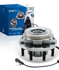 4x4 Front Wheel Bearing Hub Assembly For Ford F-250 F-350 Super Duty 2011 2012 2013 2014 2015 2016 SRW Models Direct Fit Replacement Wheel Bearing And Hub To Restore 4WD Performance And Smooth Ride close-up with packaging