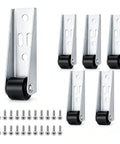 No Sweat Six Pack Mini Rigid Caster Wheels Low Profile Silver Smooth Rollers Fixed Non Swivel Furniture Gliders with screws.