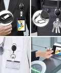 Five Pack Retractable Badge Reels With Carabiner Clip And Key Ring For ID Cards And Keychains Heavy Duty Belt Clip Reels Built For Real Life