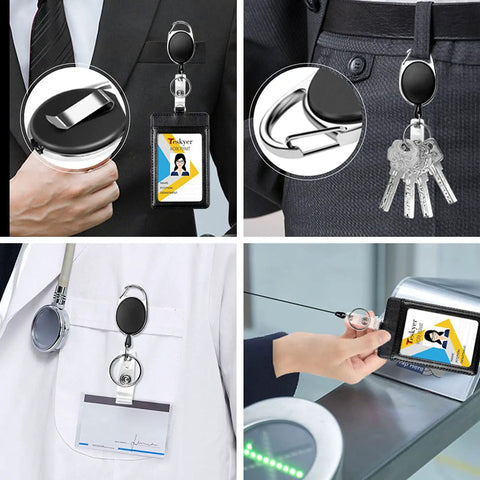 Five Pack Retractable Badge Reels With Carabiner Clip And Key Ring For ID Cards And Keychains Heavy Duty Belt Clip Reels Built For Real Life