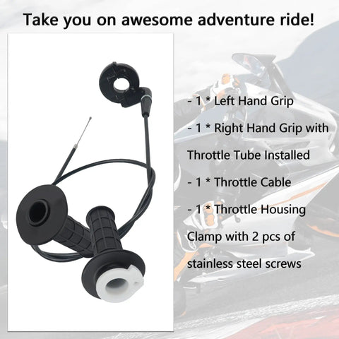 Dope Go Kart And Mini Bike Twist Throttle Cable Kit With Seven Eighths Inch Grips For 22mm Handles, 47 Inch Cable