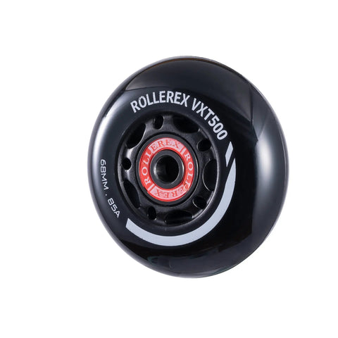 Close-up of Kids Inline Skate Wheels 68mm 85A 2 Pack with Bearings Spacers and Washers for Roller Blades and RipStik Caster Board
