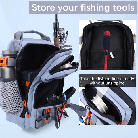 Lightweight Fishing Backpack With Dual Tackle Boxes And Rod Holder Water Resistant Gear Pack For Freshwater Fishing Hiking