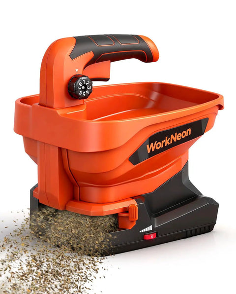 Battery Powered Cordless Seed Spreader Handheld Power Spreader For Lawns And Gardens 7.2 Volt Rechargeable With 8 Level Settings