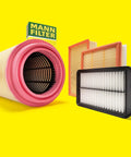 Engine Air Filter Replacement with Prefilter for BMW 3 Series M3 Z3 Z4 5 Series M Coupe 1992-2006 on yellow background
