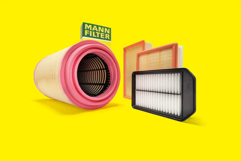 Engine Air Filter Replacement with Prefilter for BMW 3 Series M3 Z3 Z4 5 Series M Coupe 1992-2006 on yellow background
