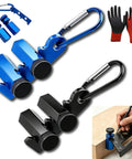 Heavy Duty Framing Square Attachment Jigs With Anti Slip Stair Gauges And 90 Degree Right Angle Clamps For Zero Play Carpenter Setup And Dead Square Woodworking Alignment Tools 2 Pack with blue and black clamps