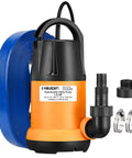 Powerful Submersible Water Pump With 25 Ft Hose Kit And 25 Ft Power Cord One And A Half HP 4000 GPH High Flow Utility Pump