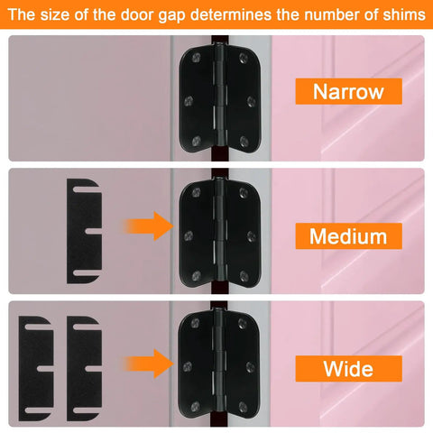 30 Piece Stainless Steel Door Hinge Shims Kit With Coated Finish for gap filler and alignment fix on interior doors