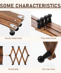 Expandable Accordion Wall Rack For Hats Coats Scarves And Purses Wood X Shape Coat Organizer With Ten Peg Hooks features