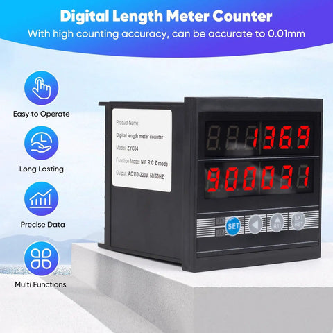 Top Shelf Digital Length Meter And Mechanical Counter Wheel For Cables Fishing Line And Wire With Dual Row Display.