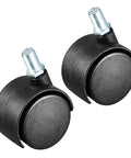 Smooth Gliding Black Nylon Twin Wheel Casters With Screw Mount Stem For Furniture Trolleys Cabinets Lockers Indoor Outdoor Built Tough