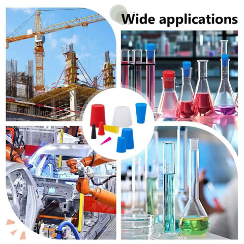 Super Rad 250 Piece Silicone Tapered Plug Assortment Kit With Nine Sizes From One Fifteenth Inch To One Inch for lab and paint use