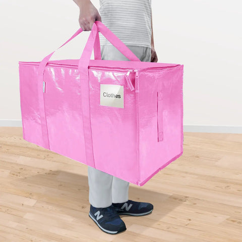 Crush Your Move With Heavy Duty Six Pack Extra Large Bags Featuring Wide Grab Handles And Secure Zipper Closures Waterproof Storage Totes For Closet Organizing Solid Space Saving Gear In Bright Pink