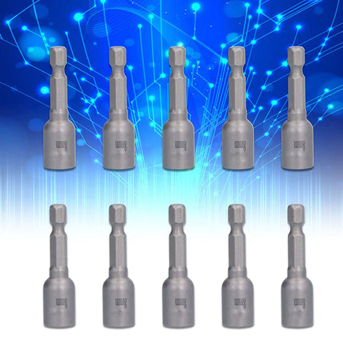 Huge 10pc Magnetic Socket Nut Driver Drill Adapter Set with Powerful Magnets and Alloy Hex Shank For All Your Heavy Duty Screwdriver Bit Kit Needs and Tough Electric Projects Today, 10pc set
