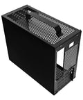 Top and rear view of V500 Mini Portable ITX Case With Handle, Full Side Transparent Acrylic DIY Desktop Mini Tower For MATX Builds, Black