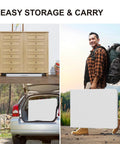 Collage of 6 Ft Folding Table For Indoor And Outdoor Use Heavy Duty Plastic Foldable Dining Surface in storage and carrying scenarios