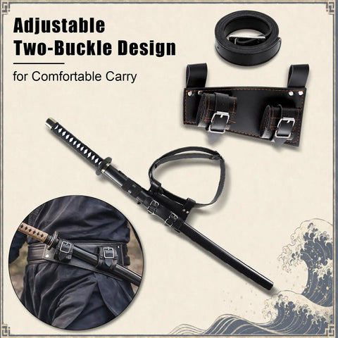 Adjustable Katana Sword Belt Holder With Dual Buckles Dope PU Leather Samurai Frog Holster For Medieval Pirate And Anime Cosplay Costumes