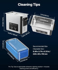 6L Stainless Steel Ultrasonic Cleaner With Digital Display and Cleaning Basket dimensions for effective cleaning, featuring digital controls.