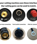Close-up of Pilot Arc Plasma Cutter Torch Workhorse connections for AG60 And 40A 50A 60A with 4m cable, includes connections.