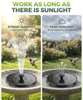 Solar Fountain Kit For Bird Bath And Ponds With 1.4W Pump, 7 Nozzles, And 4 Fixed Pipes in sunlight comparison