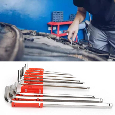 High Grade Chrome Vanadium Metric Hex Key Set Wrench Tool Kit With Case Sizes 1.5mm To 10.0mm, mechanic using Allen keys