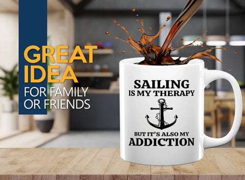 Is My Therapy Sailor Coffee Mug 11oz White For Boaters And Lake Lovers A Funny Sailboat Glass Gift Perfect For Sailors Boat Captains