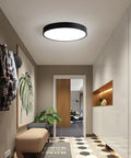 Sleek Black Flush Mount LED Ceiling Light Fixture 19.6 Inch 39W Modern Ceiling Lamp in a contemporary hallway setting