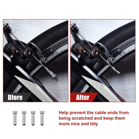 Before and after comparison of bike cable installation using 4 Pack Bike Gear Cables Kit For Mountain And Road Bikes Universal Shift Cables