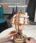 LED Illuminated 3D Wooden Globe Puzzle For Adults With Stand Build Your Own Night Light World Globe Kit 180 Pre-Cut Pieces Educational Decor Gift For Birthday Or Anniversary, 360° view