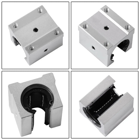 Close-up of SBR20UU carriages from Industrial Linear Bearing Kit Two Pack 2200mm SBR20 Guide Rails With Four SBR20UU Carriages