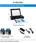 Portable Wireless Color Mobile Printer With Built In Battery For On The Go Printing, Compact Travel Friendly Design, power cables, ink.