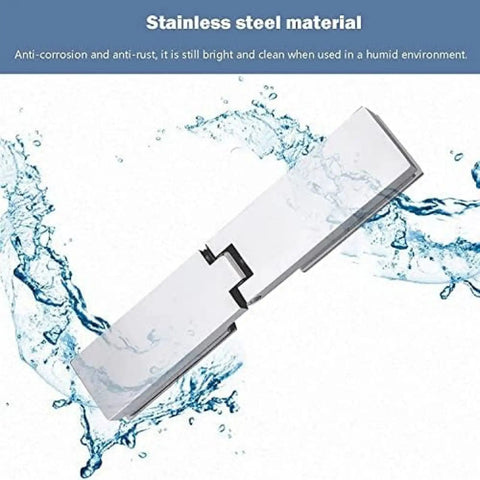 Durable 2 Pack 304 Stainless Steel Shower Door Hinges For 8-12mm Glass, Bright Silver 180° Pivot Clip, Long Bar Design