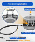 120V Shaded Pole Condenser Fan Motor For Refrigeration Equipment Evaporators, shown with fan mounting screws and cable details