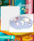 Double-sided 9x12 dry erase sheet showing world map for Continents Map Practice Sheets 9x12 Dry Erase World Globe Sheets Pack.
