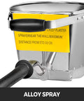Job Site Ready Three Horsepower Stucco Sprayer With Four Jet Nozzles And Stainless Steel Body Plaster Cement Mortar Spray Gun built tough metal hopper close-up of metal hopper.