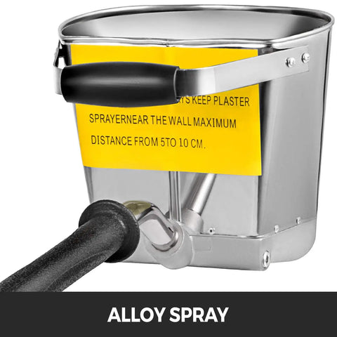 Job Site Ready Three Horsepower Stucco Sprayer With Four Jet Nozzles And Stainless Steel Body Plaster Cement Mortar Spray Gun built tough metal hopper close-up of metal hopper.