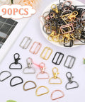 Heavy Duty Keychain Bulk With Swivel Hooks D Rings And Slide Buckles For Handbag Purse Hardware Craft with 90 pieces in assorted colors.