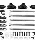 Universal Parallel 4 Link Kit With Adjustable Ends For Suspension Links And Panhard Bar Fits Hot Rods Rat Rods Classic Cars And Air Ride Setups Improves Handling And Ride Height Adjustment, steel kit with links, brackets, bolts