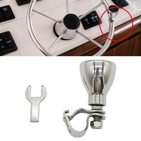 Install Ready Steering Wheel Maneuvering Knob Kit For Boats And Yachts Delivers Smooth Rotary Turning Quicker Maneuvers And Precise Handling With Direct Mount Easy Fit Immediate Comfort Upgrade, stainless steel boat wheel knob