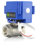 1/4 Inch Motorized Ball Valve With 85-265V AC Range, Brass Electric Valve, full port design, front view, NPT thread visible