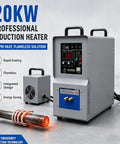 Water Cooled High Frequency Induction Heater For Metal Smelting, Knife Making Brazing And Annealing System, 20Kw industrial unit with heated metal bar.