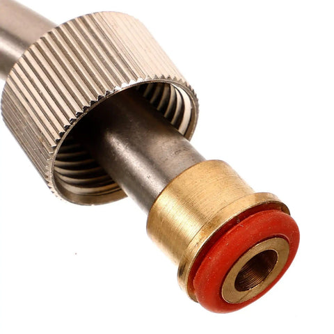 Close-up of Beast Mode High Pressure Sprayer Nozzle And Connector showing metal screw component with red seal for steam cleaning.