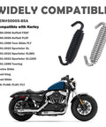 Heavy Duty Aluminum Motorcycle Kickstand Springs Pair OEM 50005-85A Fits Harley Softail FXST shown with compatible models.