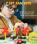 Child assembling a fan from Bulk Electric Circuit Kit Set for Kids Classroom Use, 7 Fan Project Bundles for STEAM Activities.
