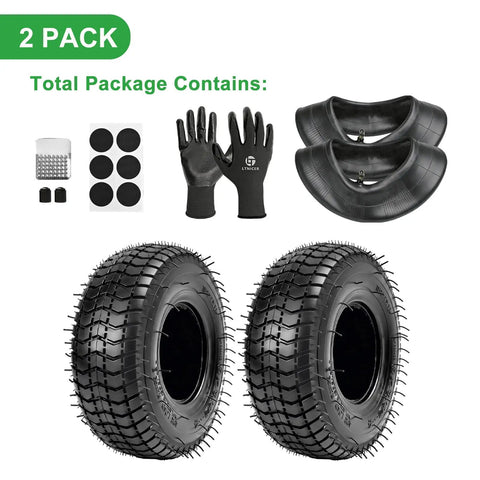 Heavy Duty 9x3.50-4 Tire And Inner Tube Set With Bent Valve Stem For Go Karts Scooters Mini Bikes Lawn Mowers Two Pack