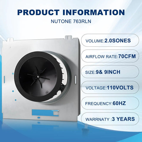 Upgraded 70 CFM Nutone Bathroom Fan Motor Assembly For 763RL Series 763RLN B 763RLL 769RL A 763RLN R01 S0503B000